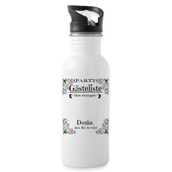 Party Gästeliste - Trinkflasche mit integriertem Trinkhalm - Weiß - Rechts