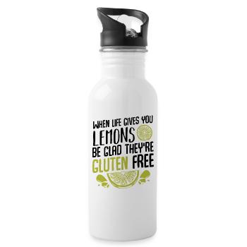 Glutenfrei Zitronen Limetten Grafik - Trinkflasche mit integriertem Trinkhalm - Weiß - Rechts