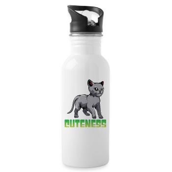 Katzen Überdosis Niedlichkeit - Trinkflasche mit integriertem Trinkhalm - Weiß - Rechts
