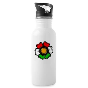 Pop Art Flower Star in Fluorescent Colors - Water bottle with straw - white - Right