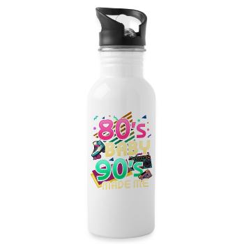 80s 90s Music Party Birthday - Water bottle with straw - white - Right