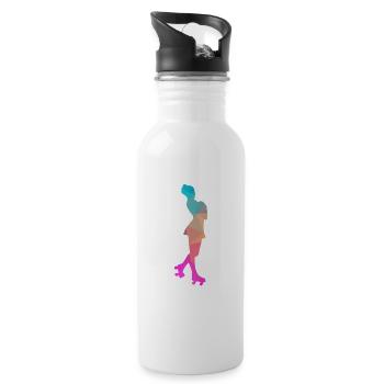 Abstrakter Eis- und Rollschuh-Design - Trinkflasche mit integriertem Trinkhalm - Weiß - Rechts