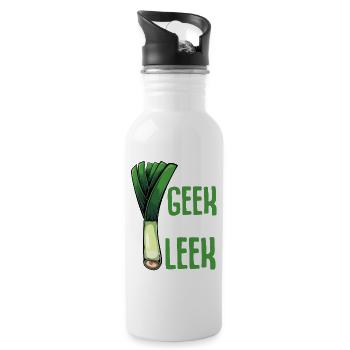 LauchGeek: Ich mag Lauch - Trinkflasche mit integriertem Trinkhalm - Weiß - Rechts
