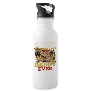 Shar Pei - Trinkflasche mit integriertem Trinkhalm - Weiß - Rechts