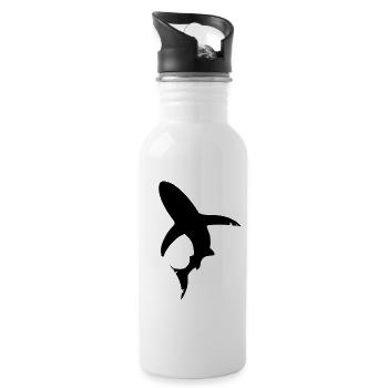 Hai Fisch Silhouette - Trinkflasche mit integriertem Trinkhalm - Weiß - Rechts