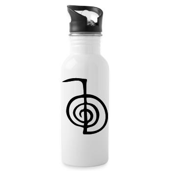 Reiki Healing Symbol - Cho Ku Rei - Water bottle with straw - white - Right