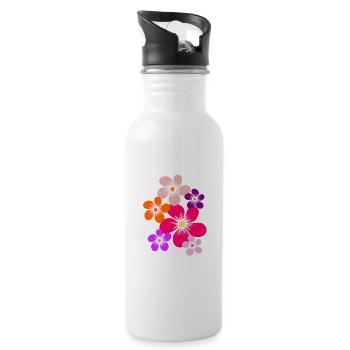 colorful flowers flowers flower tendril flower floral - Water bottle with straw - white - Right