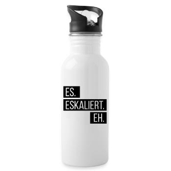 ES ESKALIERT EH ESKALATION PARTY SAUFEN TRINKEN - Trinkflasche mit integriertem Trinkhalm - Weiß - Rechts
