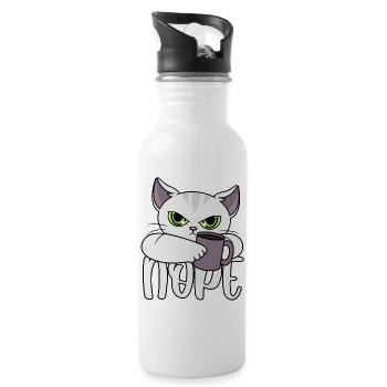 Nope Katze Kaffee - Trinkflasche mit integriertem Trinkhalm - Weiß - Rechts