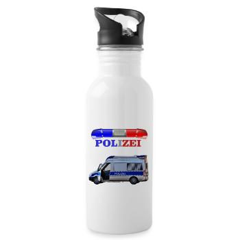 Voiture de police d'anniversaire pour enfants Noël - Gourde avec paille intégrée - blanc - Droite
