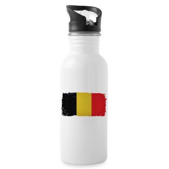 Grunge Belgium Flag - Water bottle with straw - white - Right