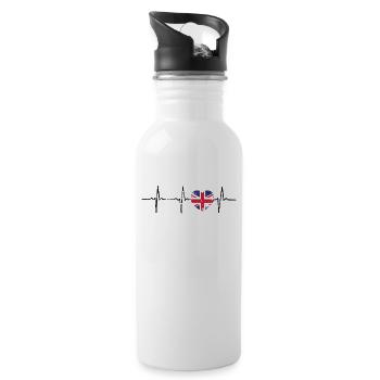 Herzschlag vereinigtes königreich England Geschenk - Trinkflasche mit integriertem Trinkhalm - Weiß - Rechts