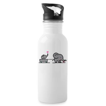 Big elephant attracts little elephant - Water bottle with straw - white - Right