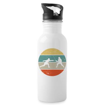 Fechten Fechter Retro - Trinkflasche mit integriertem Trinkhalm - Weiß - Rechts