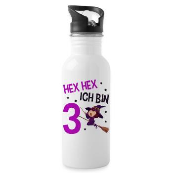 3. Geburtstag Hexe - Trinkflasche mit integriertem Trinkhalm - Weiß - Rechts