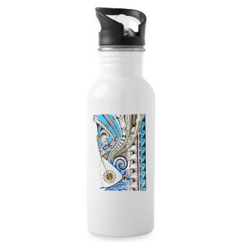 Tahitian canoe vaa - Water bottle with straw - white - Right