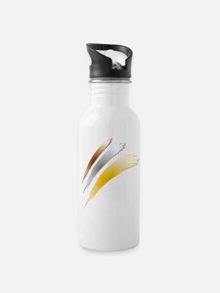 gold silber bronze - Trinkflasche mit integriertem Trinkhalm - Weiß