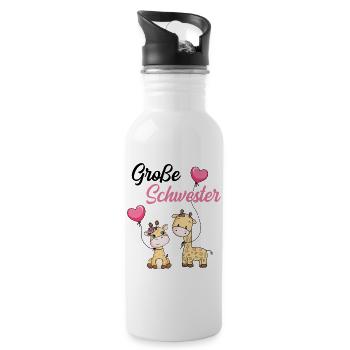 Große Schwester Giraffe - Trinkflasche mit integriertem Trinkhalm - Weiß - Rechts