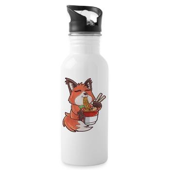 Ramen Kawaii Fuchs - Trinkflasche mit integriertem Trinkhalm - Weiß - Rechts