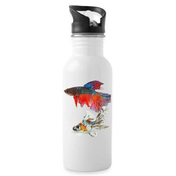 Fische - Trinkflasche mit integriertem Trinkhalm - Weiß - Rechts