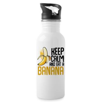 Banana Pop Art Schriftgrafik - Trinkflasche mit integriertem Trinkhalm - Weiß - Rechts