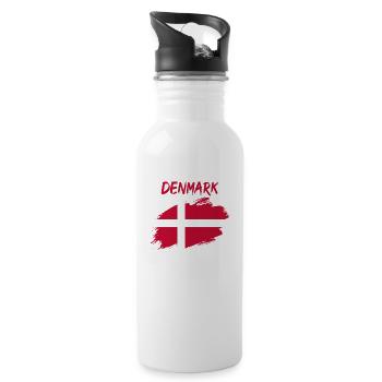 Dänemark dänisch Flagge Fahne - Trinkflasche mit integriertem Trinkhalm - Weiß - Rechts