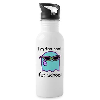 Lässig und frech zu cool für Schule - Trinkflasche mit integriertem Trinkhalm - Weiß - Rechts