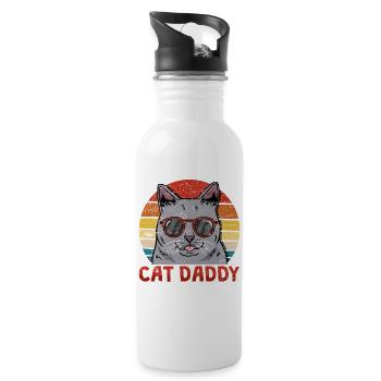 Chats père chat - Gourde avec paille intégrée - blanc - Droite