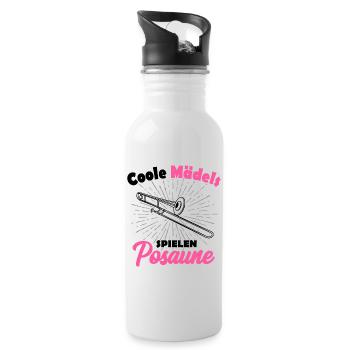 Posaune - Trinkflasche mit integriertem Trinkhalm - Weiß - Rechts