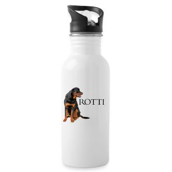 Rottweiler Rotti Hund Hunderasse Hundesport - Trinkflasche mit integriertem Trinkhalm - Weiß - Rechts