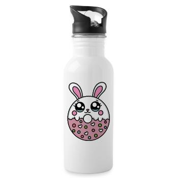 Rabbit donut - Cute donut (Rabbit) - Water bottle with straw - white - Right