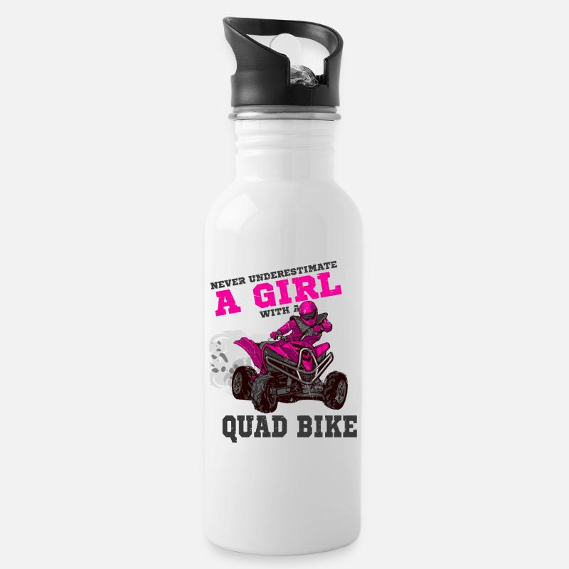 Quad - Water bottle with straw - white