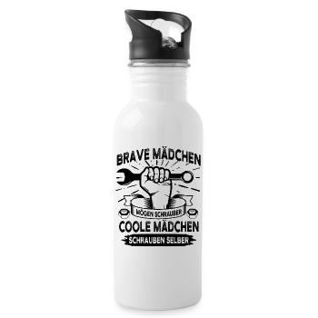 Kfz Mechanikerin - Trinkflasche mit integriertem Trinkhalm - Weiß - Rechts