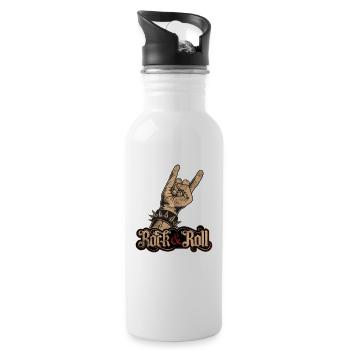 Musiker Drums Guitar Rock & Roll Rocker Geschenk - Trinkflasche mit integriertem Trinkhalm - Weiß - Rechts