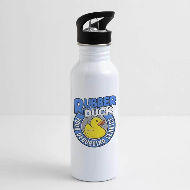 Funny Rubber Duck Debugging Service Coder Gift Water bottle with straw