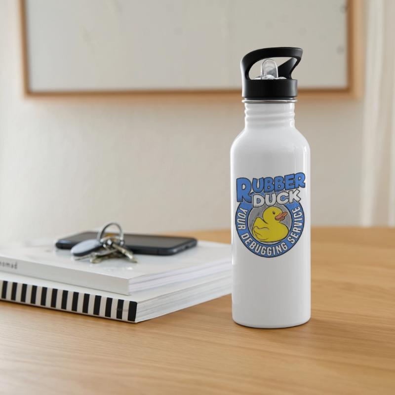 Funny Rubber Duck Debugging Service Coder Gift Water bottle with straw
