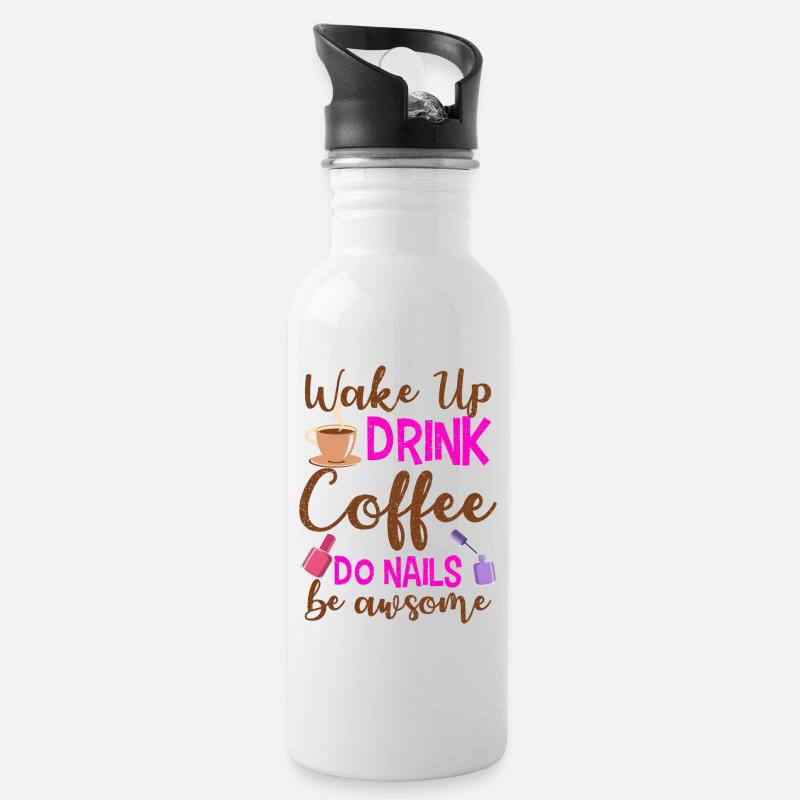 Nageldesignerin - Trinkflasche mit integriertem Trinkhalm - Weiß