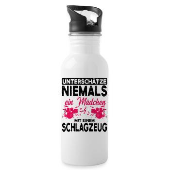 Schlagzeug - Trinkflasche mit integriertem Trinkhalm - Weiß - Rechts