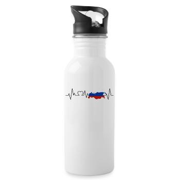 Russia heartbeat - Water bottle with straw - white - Right