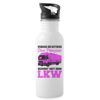 LKW-Fahrerin - Trinkflasche mit integriertem Trinkhalm - Weiß - Rechts