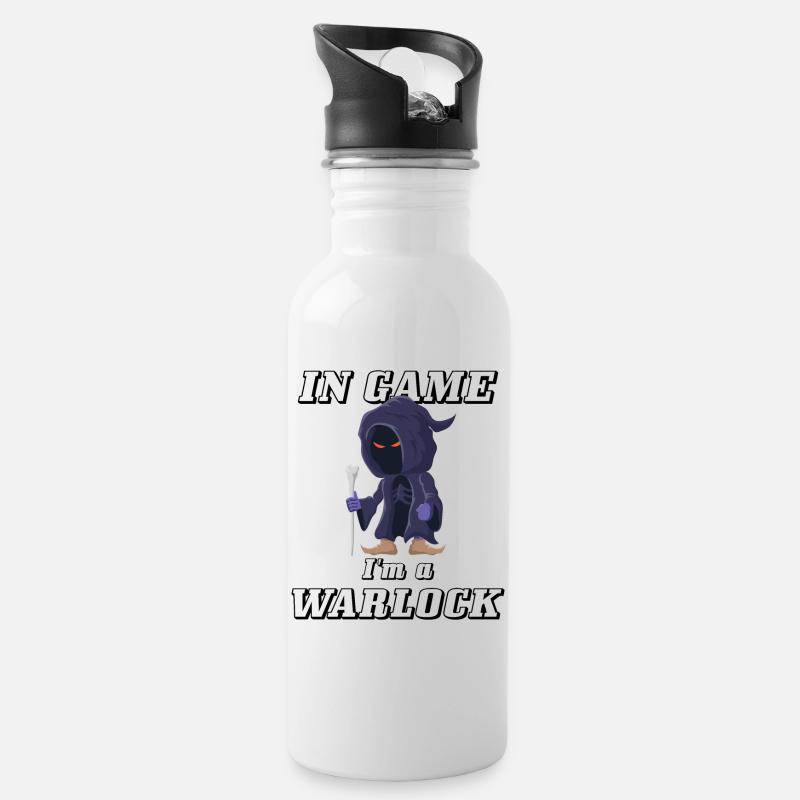 In Game I’m a Warlock Gaming Hexenmeister Design - Trinkflasche mit integriertem Trinkhalm - Weiß