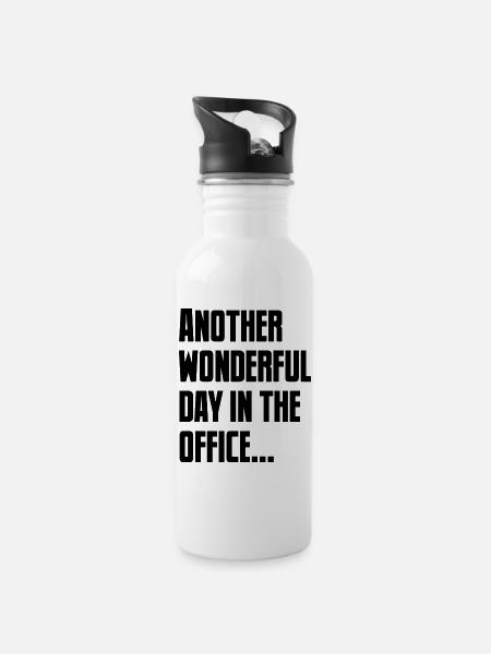 Ironie und Büroalltag wunderbarer Tag im Büro - Trinkflasche mit integriertem Trinkhalm - Weiß
