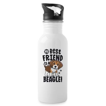 Beagle Dad Shirt Beagle Mom Gifts For Beagle - Water bottle with straw - white - Right