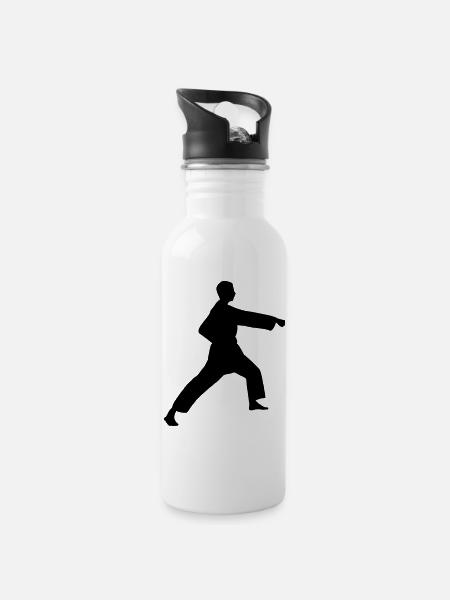 Punch karate or teakwondo punch - Water bottle with straw - white