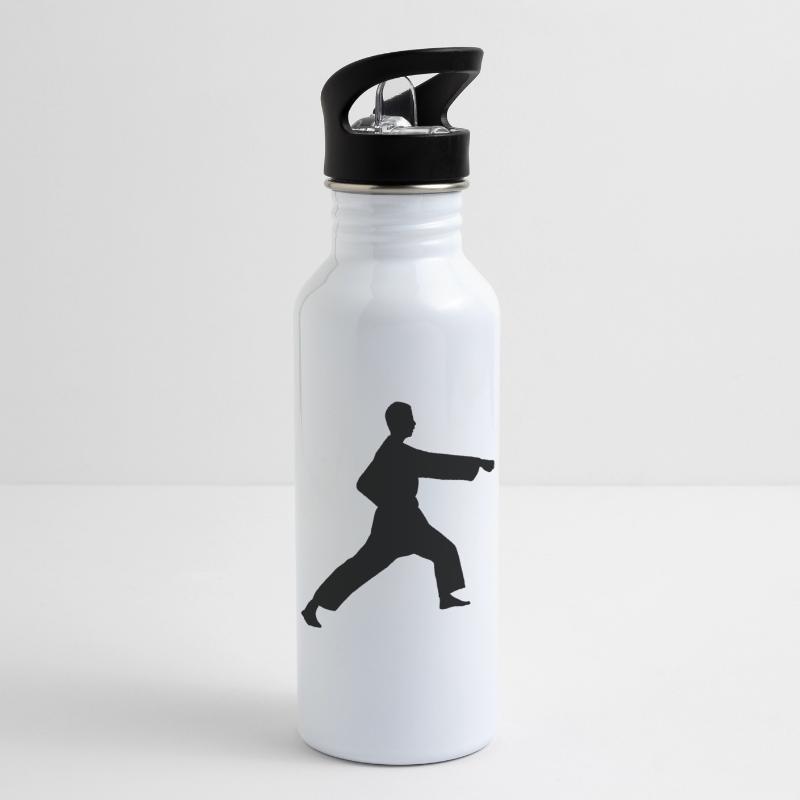 Punsch Karate oder Teakwondo Punsch Trinkflasche mit integriertem Trinkhalm
