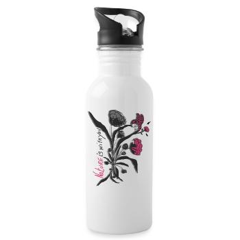 Die Natur ist bei dir - Trinkflasche mit integriertem Trinkhalm - Weiß - Rechts