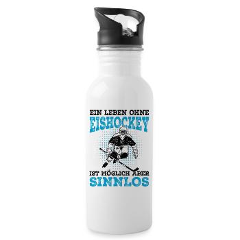 Eishockey - Trinkflasche mit integriertem Trinkhalm - Weiß - Rechts