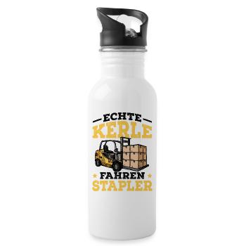 Staplerfahrer - Trinkflasche mit integriertem Trinkhalm - Weiß - Rechts