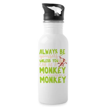 Affe - Trinkflasche mit integriertem Trinkhalm - Weiß - Rechts