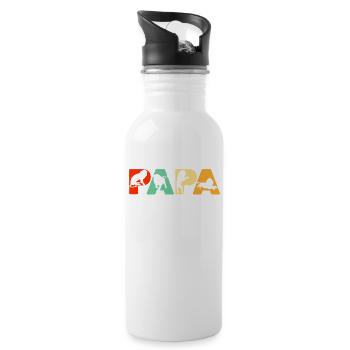 Chemise rétro de papa de Lion, cadeau drôle de père de Lion de Papa - Gourde avec paille intégrée - blanc - Droite